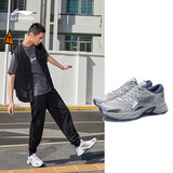 李宁男鞋运动鞋男2025秋冬新款缓震老爹鞋户外透气复古百搭休闲鞋男 微晶灰/灰绿色 43 （270mm）