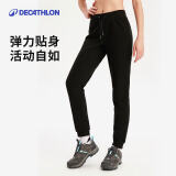 迪卡侬（DECATHLON）抓绒裤户外春秋男女保暖裤内胆绒裤运动加绒秋裤直筒裤裤子 女款-黑色New_24年新 L