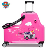 汪汪队立大功（PAW PATROL）儿童骑行行李箱可坐拉杆箱万向轮男孩女宝宝卡通木马汽车旅行箱 天天骑行款粉色 20英寸
