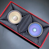 建缘天成 建盏茶杯彩金束口6.5口径小盏陶瓷杯子品茗杯一口杯茶盏 金紫对杯50ml2只