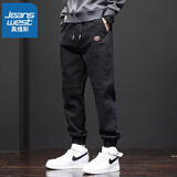 真维斯（JEANSWEST）休闲裤男款2025春夏新款工装裤男士宽松束脚运动裤长裤子夏季男裤 666黑色(常规） XL 码