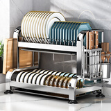 本王（BW）304不锈钢碗碟收纳架厨房碗盘置物架沥水碗架多功能碗筷收纳碗柜 【304不锈钢】双层50CM+全配