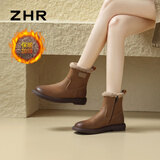 ZHR雪地靴女2025冬新款加绒厚底马丁靴复古短靴保暖棉鞋 EH36A驼色37