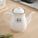 多美然陶瓷油壶厨房专用面馆醋壶商用酒店饭店辣椒油瓶餐台醋瓶餐厅酱油 黑线方形---酱油壶1支