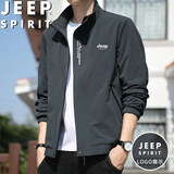 JEEP SPIRIT吉普夹克男春秋季外套立领户外休闲百搭宽松男装 深灰色 2XL