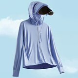 BRELRMON可拆卸防晒衣女男冰丝服防紫外线薄款运动皮肤风衣透气骑行外套 KY5999A天空兰-男 3XL