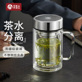 茶马仕双层玻璃杯带把手办公泡茶杯男女士大容量水杯父亲节礼物杯子