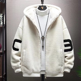 项后【项后】羊羔绒外套男套装冬季棉袄连帽加厚棉衣棉服学生三件套装 单件白色加绒313 3XL