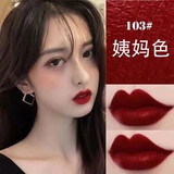 兰奕不沾杯不掉色姨妈色口红黄皮素颜显白大理石哑光奶茶豆沙色正红色口红学生款雾面丝绒保湿唇膏5804 #103姨妈色