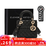 CLEVER & KETCH包包女包斜挎轻奢女包戴妃包洋气单肩包手提包生日礼物送女友 黑色