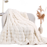 【9成新】蓝铂 仿兔毛毯子 白色 180*200cm