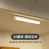鸿视led人体感应灯带无线免布线衣柜灯家用酒柜橱柜灯led柜底灯条 200mm白光充电感应灯