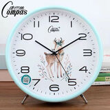 康巴丝（Compas）扫描时钟马蹄闹铃静学生康巴丝床头大老人闹钟钟表字体欧式 2353绿色小鹿