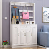 沫春 欧式鞋柜门厅柜经济型实木客厅玄关柜多功能组装白色简约现代鞋架 两门暖白 组装