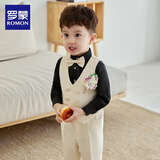 罗蒙男童礼服套装儿童马甲周岁礼服男宝宝生日花童小西服韩版演出 马甲套装：马甲+衬衫+裤子+领结 80