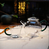 北大史（BEIDASHI）玻璃茶壶泡茶壶耐热玻璃彩把花茶壶绿茶壶玻璃壶功夫小茶壶单壶 H-11一壶一杯 400ml
