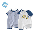 舒贝怡2件装婴儿衣服夏季薄款新生儿连体衣短袖哈衣儿童爬服藏青66CM