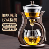 津盼玻璃自动茶具套装轻奢高档懒人泡茶神器磁吸泡茶壶三件套长辈礼物 宫灯磁吸茶具套装
