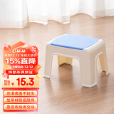好尔凳子家用板登客厅卧室换鞋凳防滑塑料小凳子脚踏矮凳中号蓝色1个