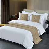 卡玛奴宾馆酒店客房床上用品民宿床尾巾床旗床盖床尾垫装饰条床围巾床搭 卡其色升级款 50cm*240cm 1米8床使用/条