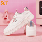 361°女鞋低帮板鞋女春季新款轻便小白鞋透气361度女士休闲鞋运动鞋 羽毛白/粉玫红-6609F 38
