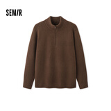 森马毛衫男半开襟半高领针织衫冬季经典纯色毛衣百搭109724107107
