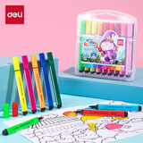 得力（deli）18色可水洗水彩笔易握粗三角学生儿童涂色颜色马克笔画笔套装文具70721水彩笔