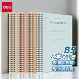 得力(deli)8本B5/60张简约系列笔记本子 线圈本螺旋本记事本错题本 LB560