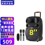 特美声TC-105户外舞台大功率广场舞音响移动便携式拉杆商用会议音箱无线蓝牙大音量K歌扩音双话筒麦克风 8吋重低音+双话筒+遥控器