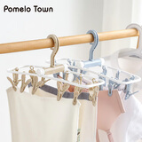 香柚小镇折叠衣架袜子内衣晾晒多功能夹子收纳神器衣服架塑料 12夹