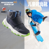 Skechers斯凯奇男女童棉鞋儿童雪地靴冬季厚实保暖中帮大童二棉鞋8701648L 男童-海军蓝色-多彩色-NVMT 28.5