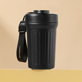 乐扣乐扣 陶瓷覆层保温杯便携咖啡杯时尚简约水杯子475ML黑色
