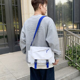 联想平替款草原雕男士斜挎包 大容量潮牌通勤单肩包邮差包女学生书包 白色【三色可选】