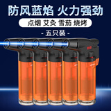 雷曼（LEHMAN）601橘色防风打火机5只充气点火器雪茄点香点艾灸点艾条专用直冲