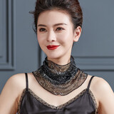 围脖女薄款春秋防晒桑蚕丝脖子假领子真丝围巾套头假领子护颈脖套 繁星点点