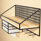 王星和月墙上置物架免打孔寝室床头宿舍收纳神器墙壁挂卧室书桌隔板收纳架 黑色-中号【无挂钩抽纸架】