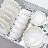 万享釉下彩36头纯白陶瓷碗碟餐具套装家用套餐碗筷盘子乔迁送礼