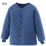 多妙屋女童外套秋冬儿童夹棉保暖上衣男童棉服中大童内搭校服神器童装 藏蓝 81604 120