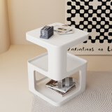 铁知音轻奢沙发边几个性创意几何设计520现代简约边柜设计师创意小角几 白色+纯白岩板【现货速发】