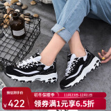 SKECHERS斯凯奇女鞋经典情侣熊猫鞋女子休闲运动鞋增高缓震老爹鞋 66666179/BKW 【经典款】黑/白 37