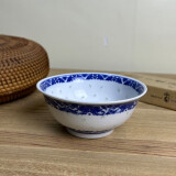 LICHEN 景德镇青花玲珑陶瓷碗牡丹花釉下彩中式瓷器米通餐具 微波炉适用 4.7英寸小碗