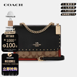 蔻驰（COACH）奢侈品女士风琴包单肩斜挎包黑拼色PVC配皮【品牌授权直供】