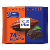 RITTER SPORT正品促销 德国进口RitterSport夹心牛奶排块运动黑巧克力100g 74%黑巧克力100g