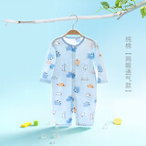 婧麒婴儿连体衣夏装新生男女宝宝夏季衣服纯棉薄款空调服爬服夏天 蓝小狗 90cm