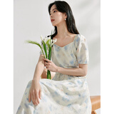 茵曼（INMAN）法式碎花高级感2025夏女新款休闲中长吊带连衣裙子 月蓝连衣裙-18424791 M