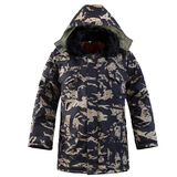 左斯客加绒加厚迷彩棉服男劳保棉袄工作服冬季加厚防风防寒中长款棉大衣 黑鹰四兜中长款 3xl适合145-160