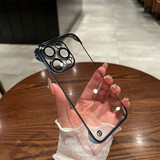 伊硕【无边框隐形】超薄电镀全包镜头膜适用iphone手机壳透明电镀手机壳苹果手机保护套简约轻奢款 远峰蓝 【超薄无边框，玻璃镜头膜】 iPhone13Pro