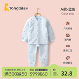 童泰婴儿衣服新生儿宝宝加厚保暖内衣套装秋冬装 蓝色丨A款 66码(3-6个月)