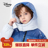 迪士尼（Disney）童装男童羽绒服2024年秋冬新款宝宝衣服儿童连帽中长撞色外套拜服 渐变蓝白米奇-男童 120cm