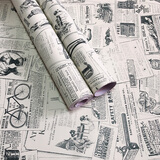 蕉迟 复古大学宿舍墙纸装饰寝室墙纸自粘防水男生文艺桌面贴纸海报纸墙贴 怀旧报纸-45cm×10m 超大